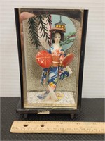 Vintage OMC Geisha Doll Glass Display Box Vintage