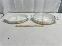 2 Pyrex Town & Country Oval Divided Serving Dishes