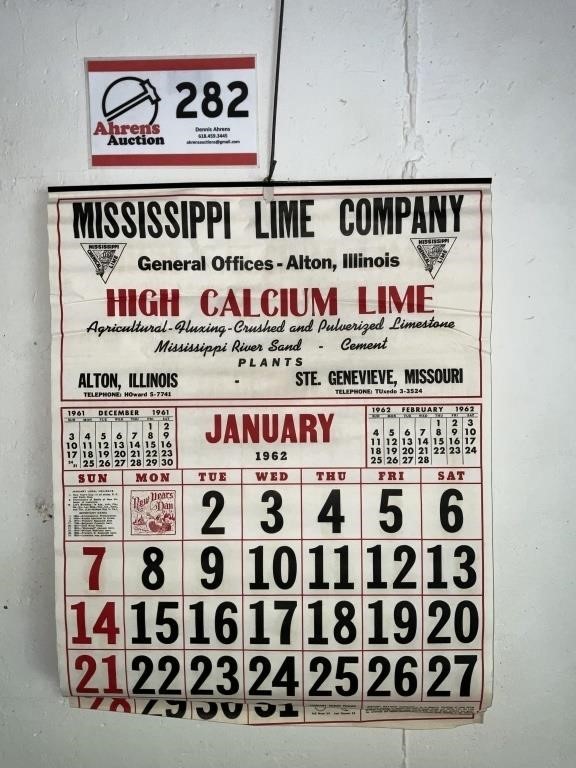 Mississippi Lime1962 calendar