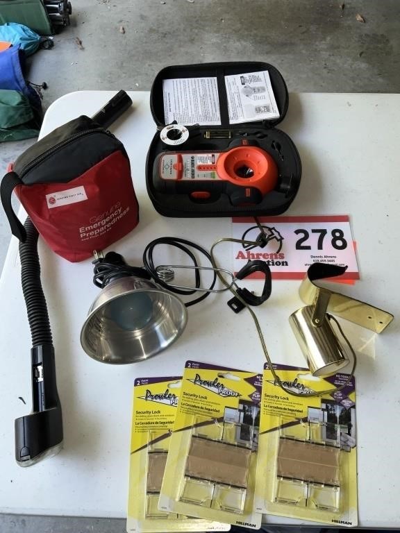 Security locks – 3, stud finder, emergency kit