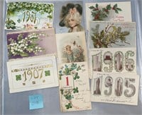 10 New Year’s Antique/Vintage Postcards Ephemera
