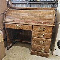 Vintage Wood Roll Top Desk- Apartment Size