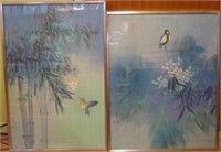 Two David Lee prints "Perched Bird" &"Hummingbird"