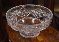 Large cut crystal footed bowl