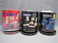 3 Tins Filled with Fun Brain Teasers/Mind Games