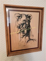 Lioness and cub picture on wood