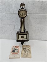 Vintage Working Clock (Hands are loose) & Books