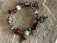 Razorback Glass Beads Bracelet with A & Hog