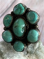 Sterling Turquoise Cluster Ring