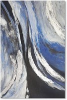 YPY Blue Abstract Canvas Wall Art: Sea Wave Hand