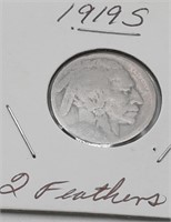 1919 S -2- Feathers Buffalo Nickel