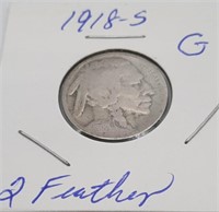 1918 S -2- Feathers Buffalo Nickel