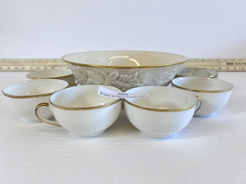 Lenox Tea Cups and Large Serving Bowl