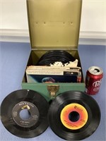 Vintage Metal 45 Case w/ Records