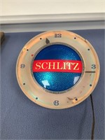 Schlitz Clock (Works)  Case has cracks.