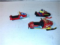 Lot of toy model snowmobiles