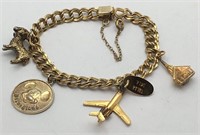 12k Gold Electroplate Bracelet W Sterling Charms