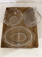 Flat with Heisey Glass Divided Bowl and More