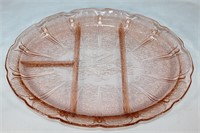 Jeannette Pink Glass Cherry Blossom Divided Dish