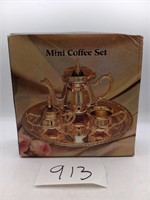 Four Pc Silver Plate Goldtone Mini Coffee Set