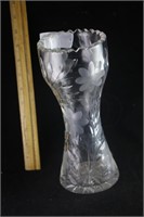 Cut Glass Floral Vase Tall Heavy