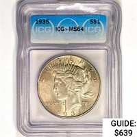 1935 Silver Peace Dollar ICG MS64