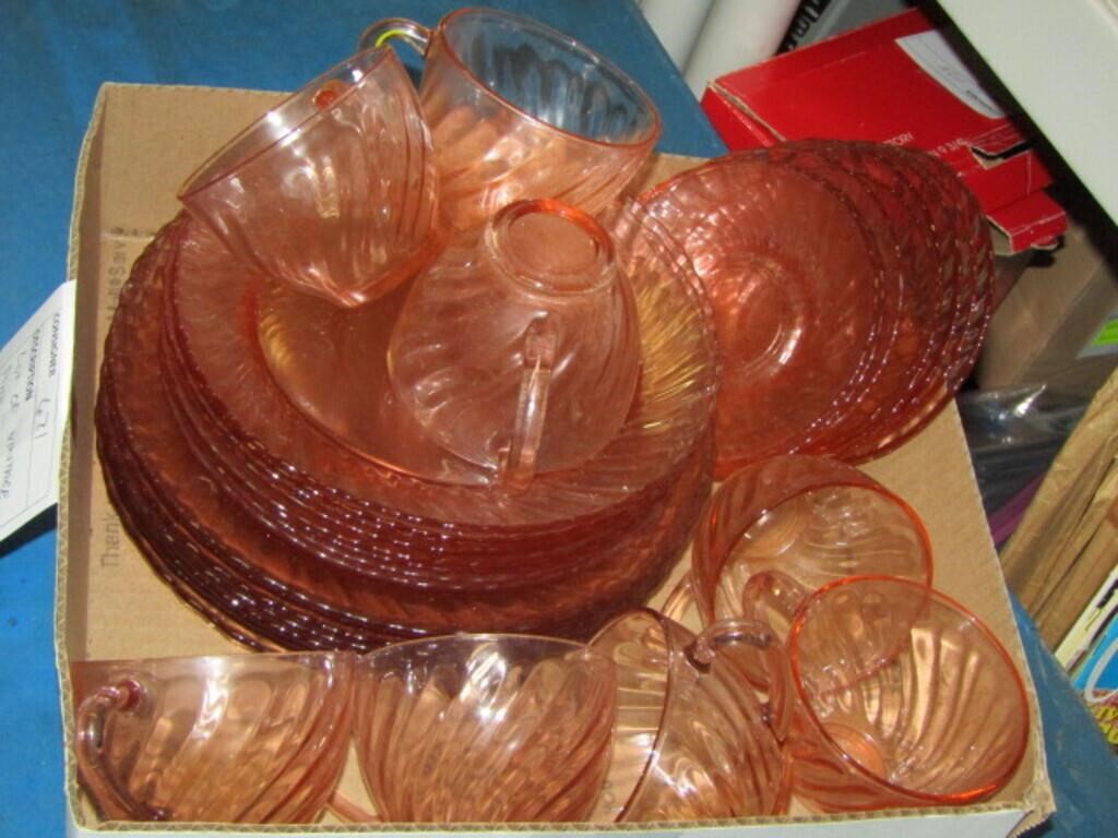 Lot of Vintage Pink Dishes | Live and Online Auctions on HiBid.com