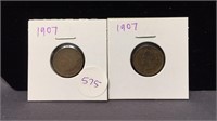 2-1907 Indian Head Pennies