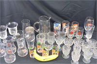 Mismatched Glassware - 1985, Stella, 7UP, Coke++
