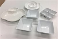 6 Pc White Ceramic Serving Dishes