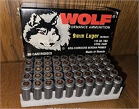 50 Rounds Wolf 9mm Ammo (back room)