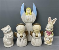 Angels, Bunny and Cat Blow Mold Lot