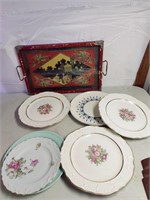 Vintage serving tray and plates.