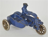Hubley Cast Iron "Cop"  Motorcycle With Side Car