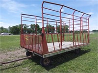 H&S 9' x 16' Metal bale wagon w/running gear