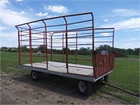 H&S 9' x 16' Metal bale wagon w/running gear