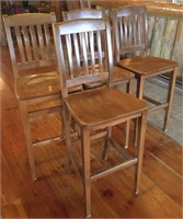 4 Hardwood Bar Stools / Chairs #2