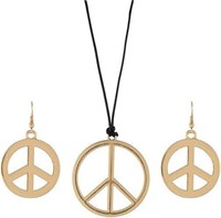 plastic Peace logo earrings necklace
