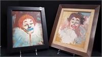 2 SMALL CLOWN OIL PAINTINGS