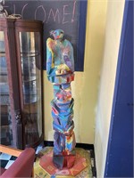 Carved Folk Art Totem Pole 5ft Tall