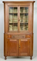 Corner cupboard, 2 parts, cherry finished poplar,