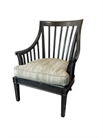 Black Wooden Arm Chair Covered Seat