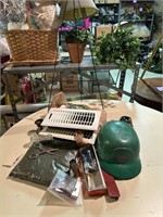 HAT, REGISTERS, EASEL, MISC ITEMS