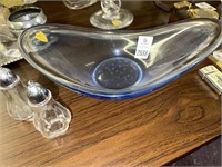 Tiffin glass modern bowl & salt & pepper shakers