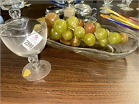 Tiffin glass serving bowl w/ stem