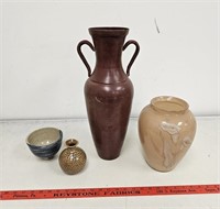 (3) Vases & Pottery Bowl