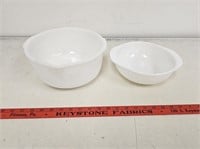 (2) Milk Glass Mixing Bowls including Glasbake