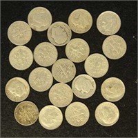 US Coins 20 Silver Roosevelt Dimes, circulated