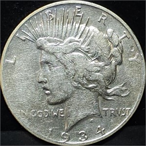 1934-S Peace Silver Dollar, Key Date, Nice!