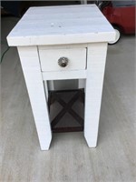 Unique Wood Side Table with One Drawer Metal